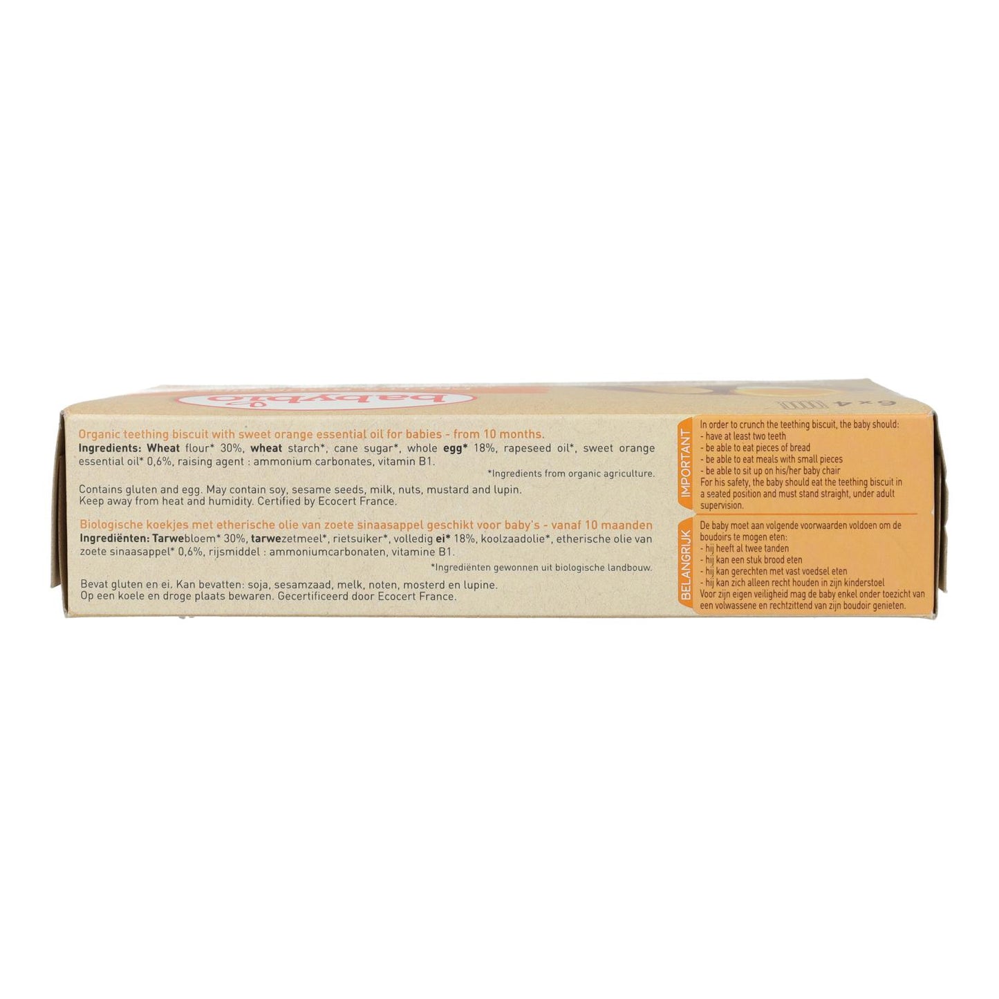 Galletas Bio Dentición sabor Naranja para bebés Babybio 120 g