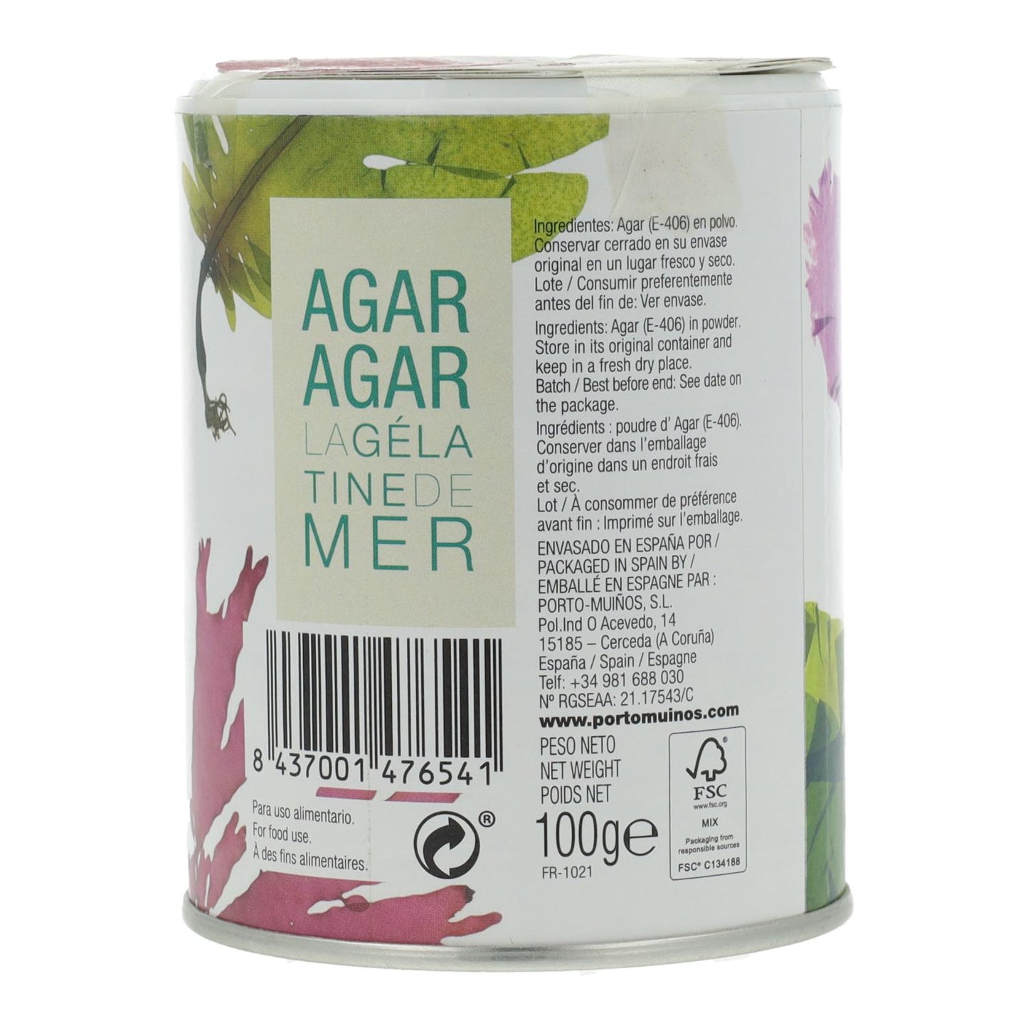 Agar agar en polvo Porto Muiños