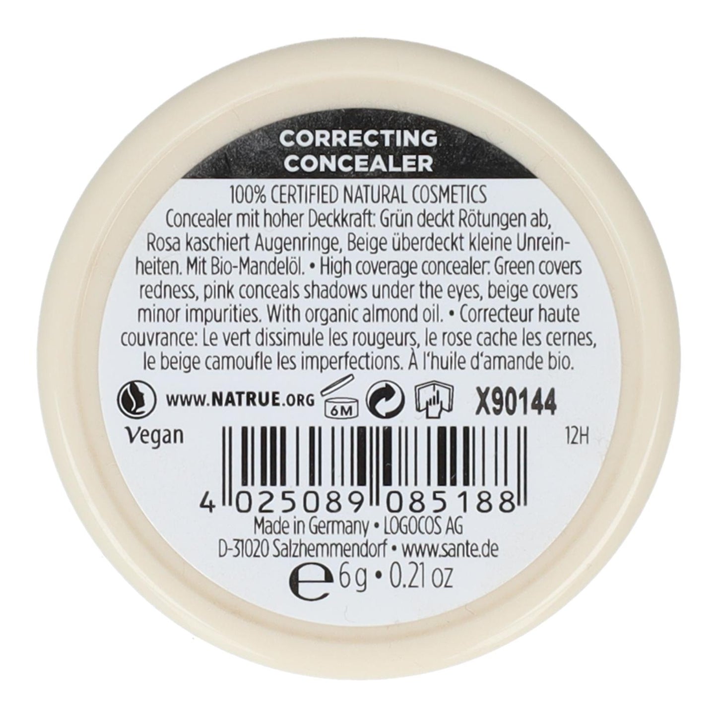 Maquillaje corrector en polvo compacto de crema  3 tonos Sante 3x2 gr