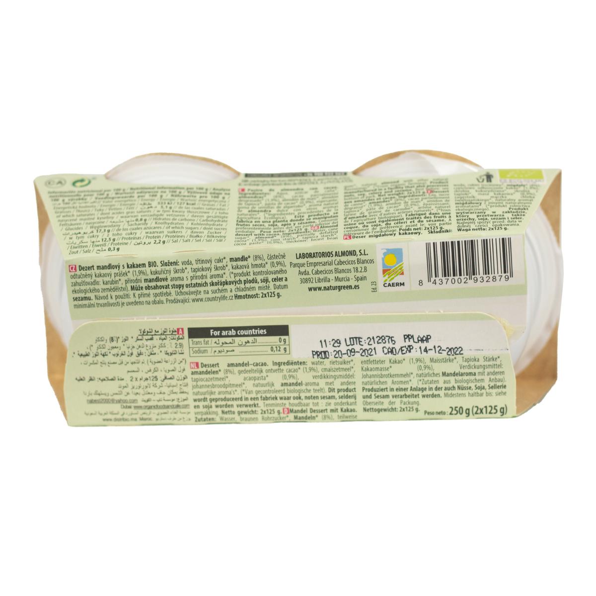 Postre de Almendras y Cacao NaturGreen, 2 x 125 g