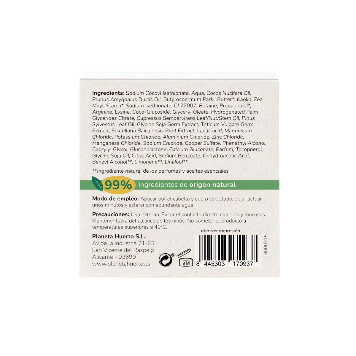 Champú sólido Fortalecedor con Aminoácidos Planeta Huerto 85 g