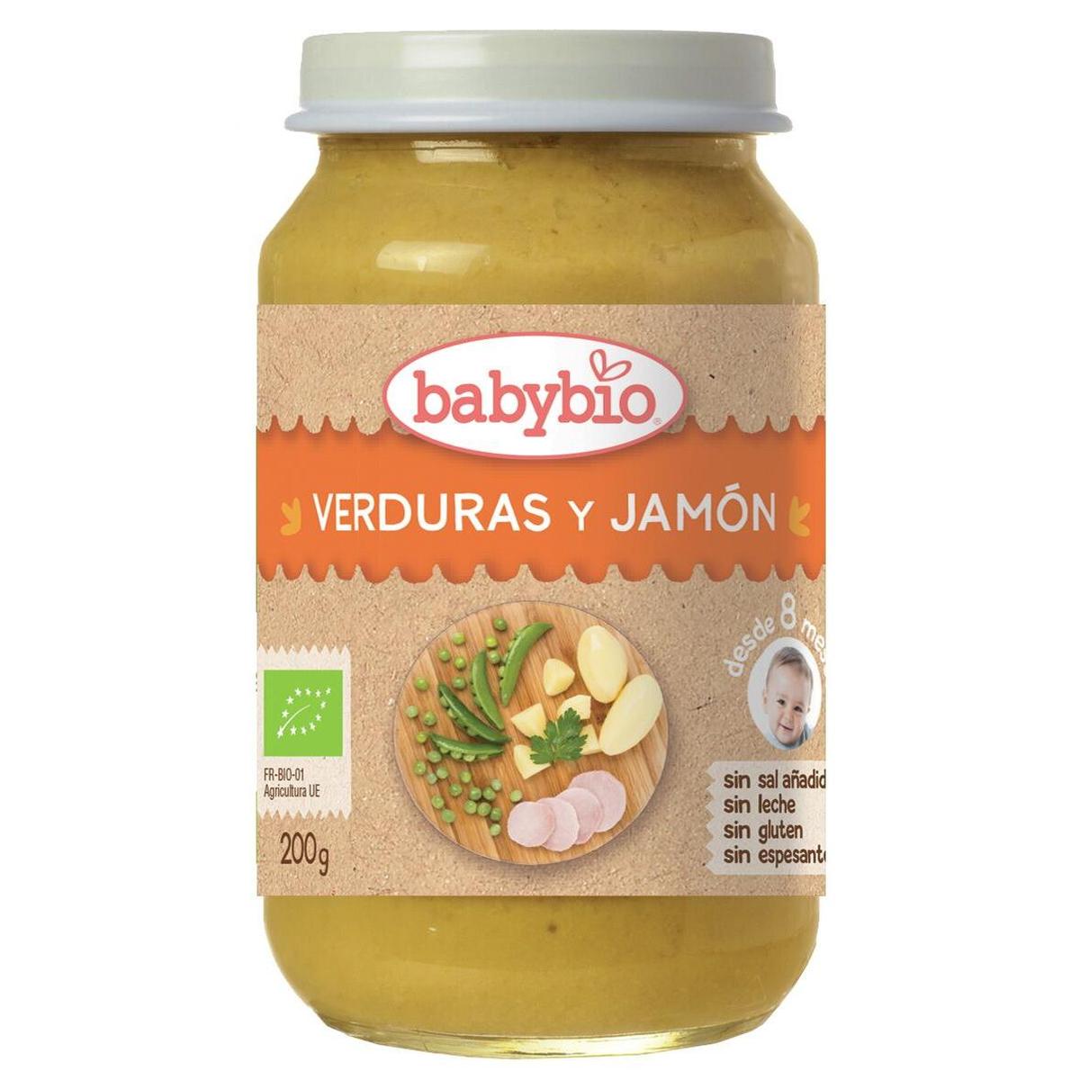 Pack 3 uds Tarrito Menú Tradición Verduras y Jamón, 200 g. Babybio