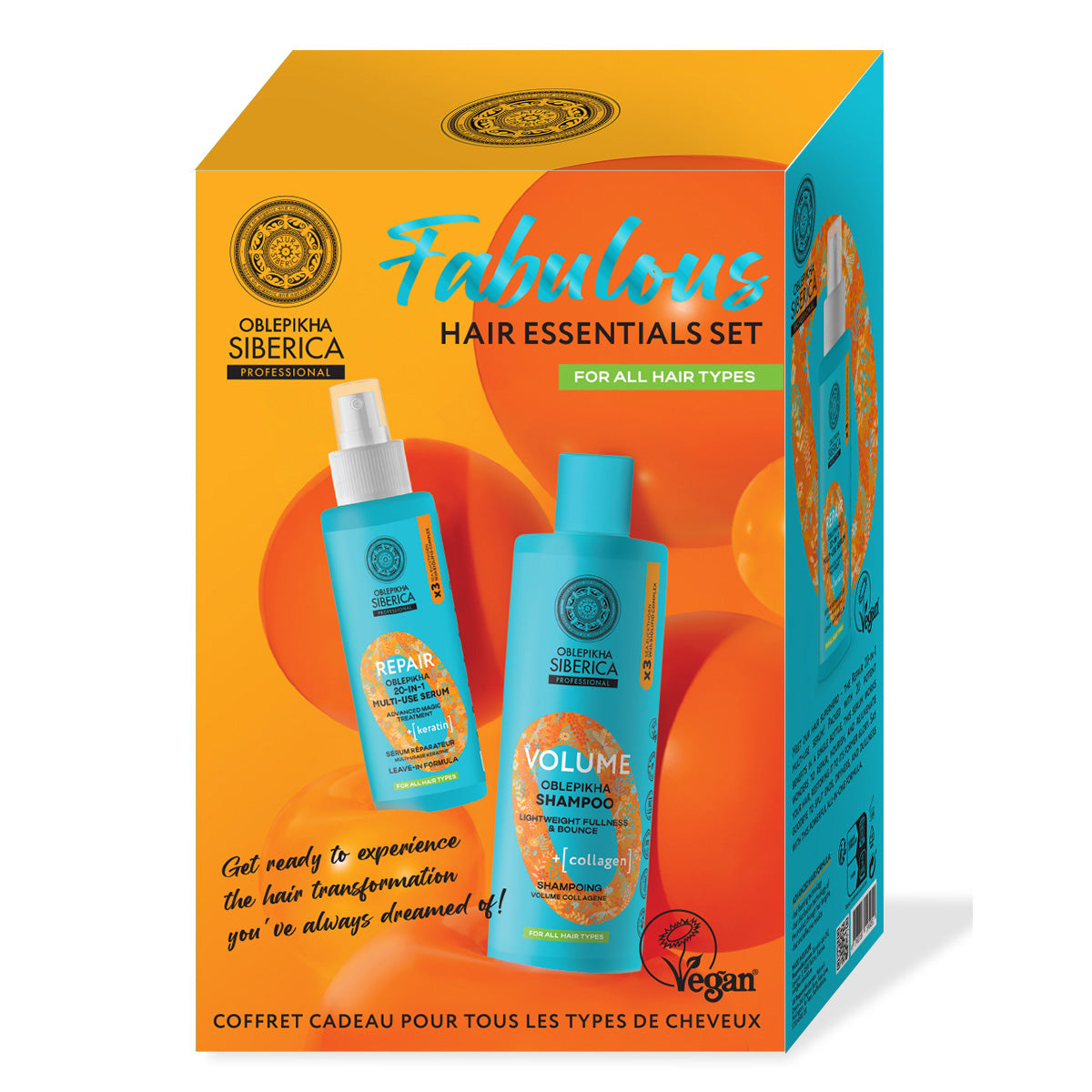 Pack Fabulous hair essentials set: Champú voluminizador, 400 ml + Sérum multifunción, 200 ml