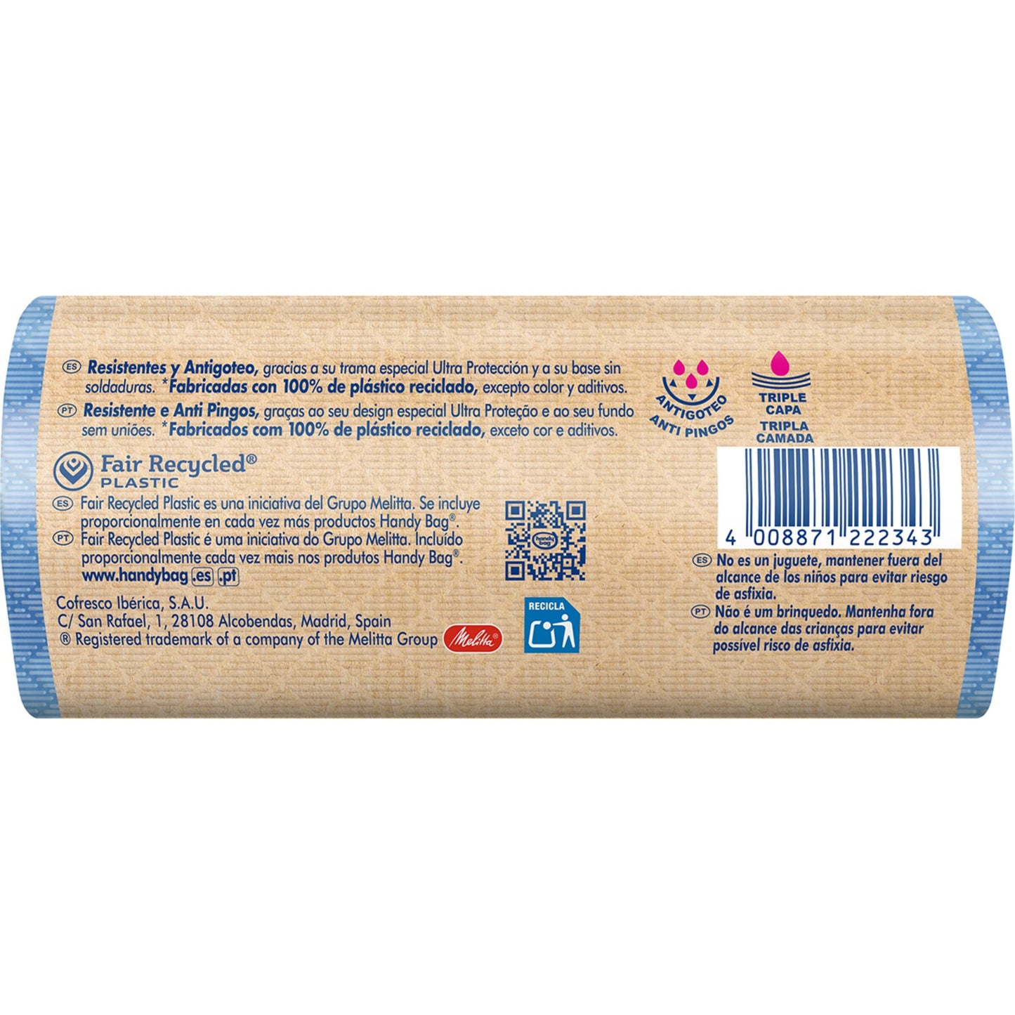 Bolsas basura Antigoteo 50L Handy Bag 8 uds 100% recicladas