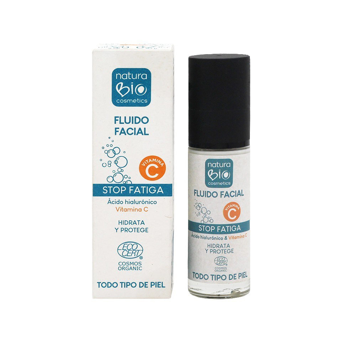 Fluido facial 5 en1 vital C prebióticos & ácido hialurónico Naturabio 30 ml