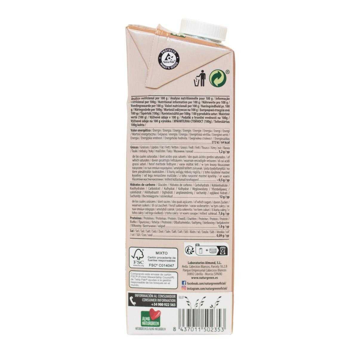 Bebida de Avena Cacao Bio NaturGreen 1 L