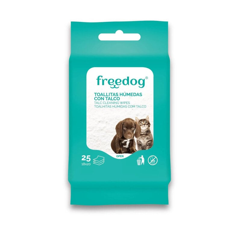 Toallitas húmedas Talco Pocket perros y gatos Freedog 25 uds