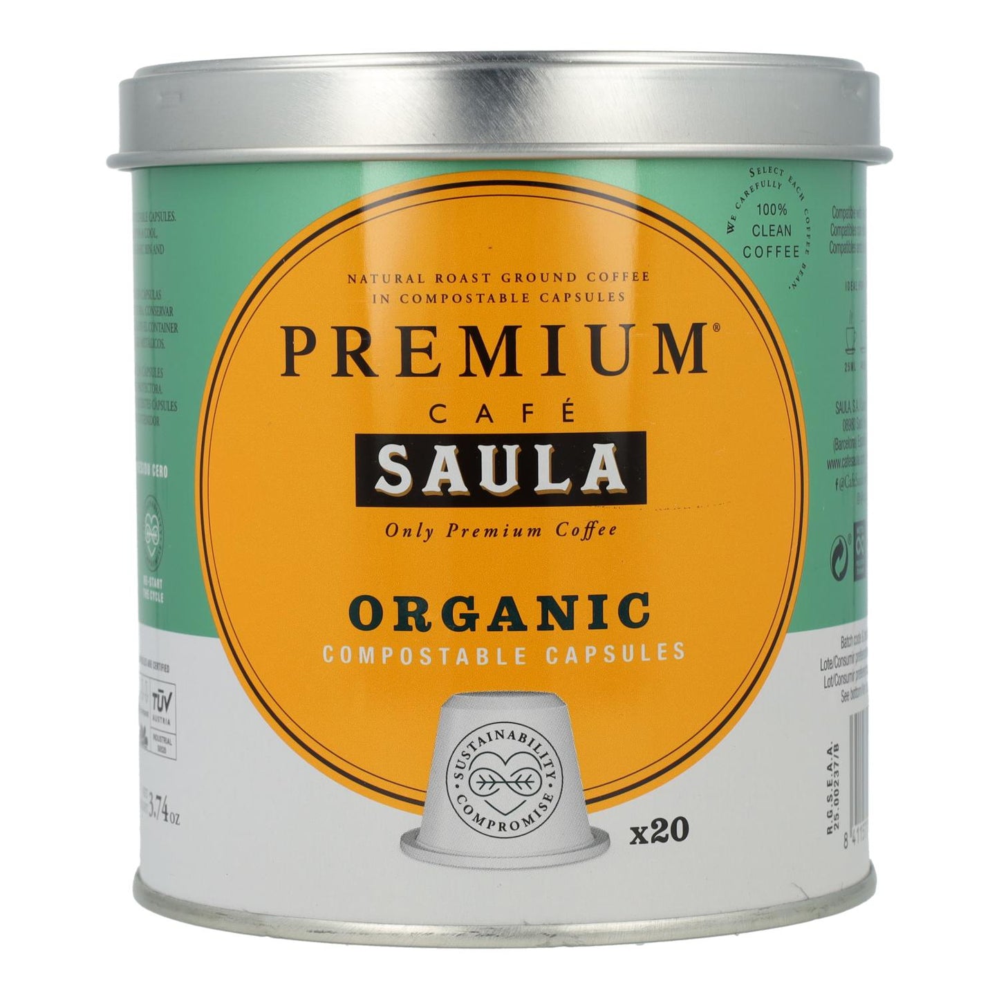 Café Saula Premium Organic Cápsulas Compostables 20uds