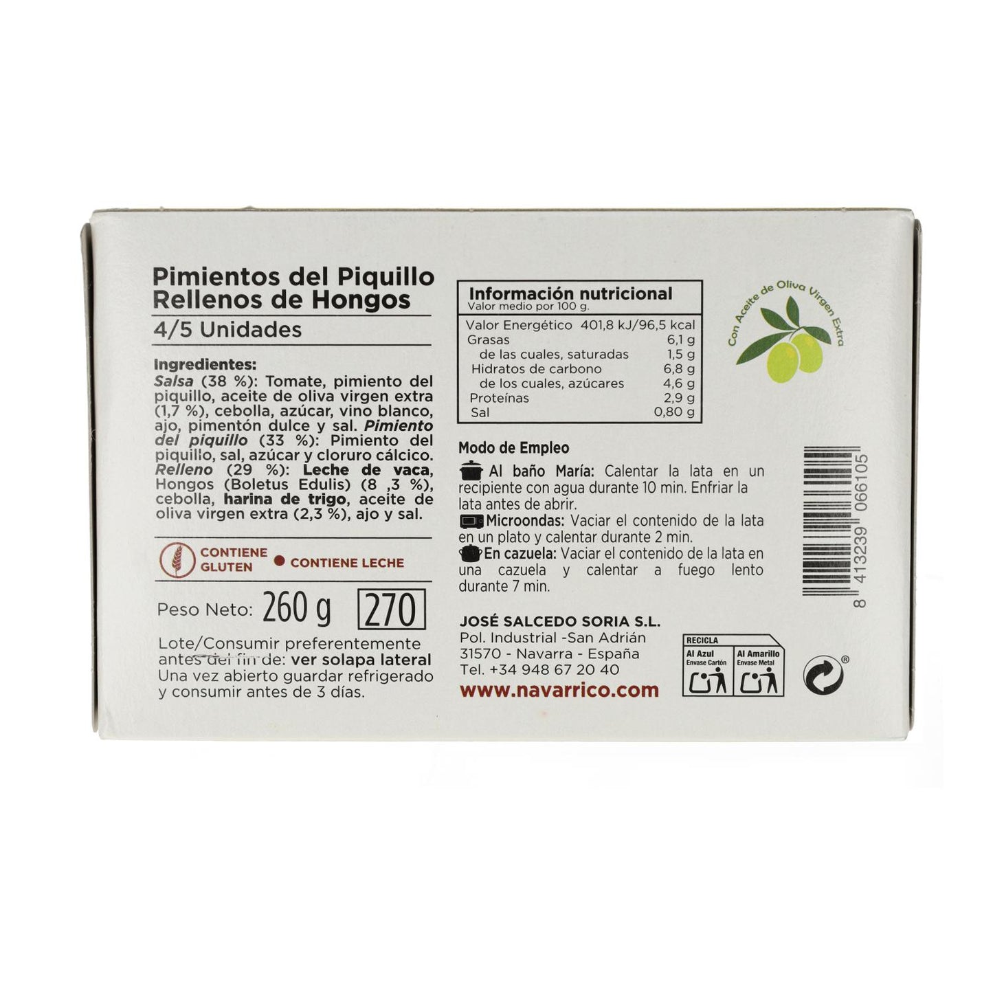 Pimiento Relleno de Setas El Navarrico Lata 270 ml