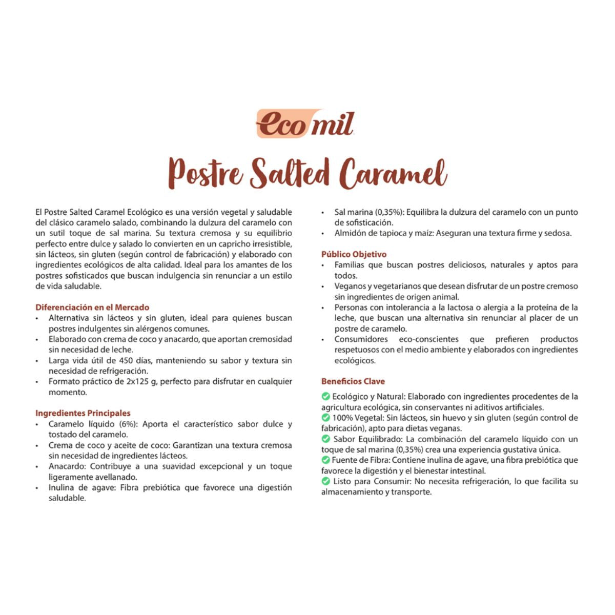 Postre Salted Caramel Bio Ecomil 2 uds de 125 g