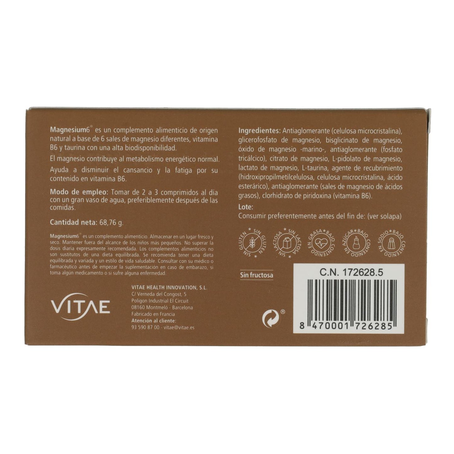 Magnesium 6 Vitae 60 Comprimidos
