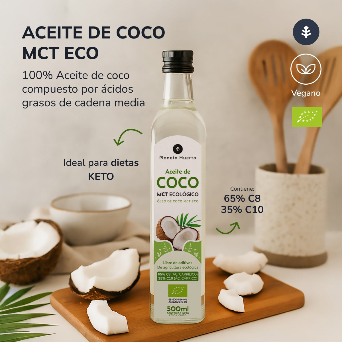 Aceite de coco keto MCT ECO Planeta Huerto 500 ml