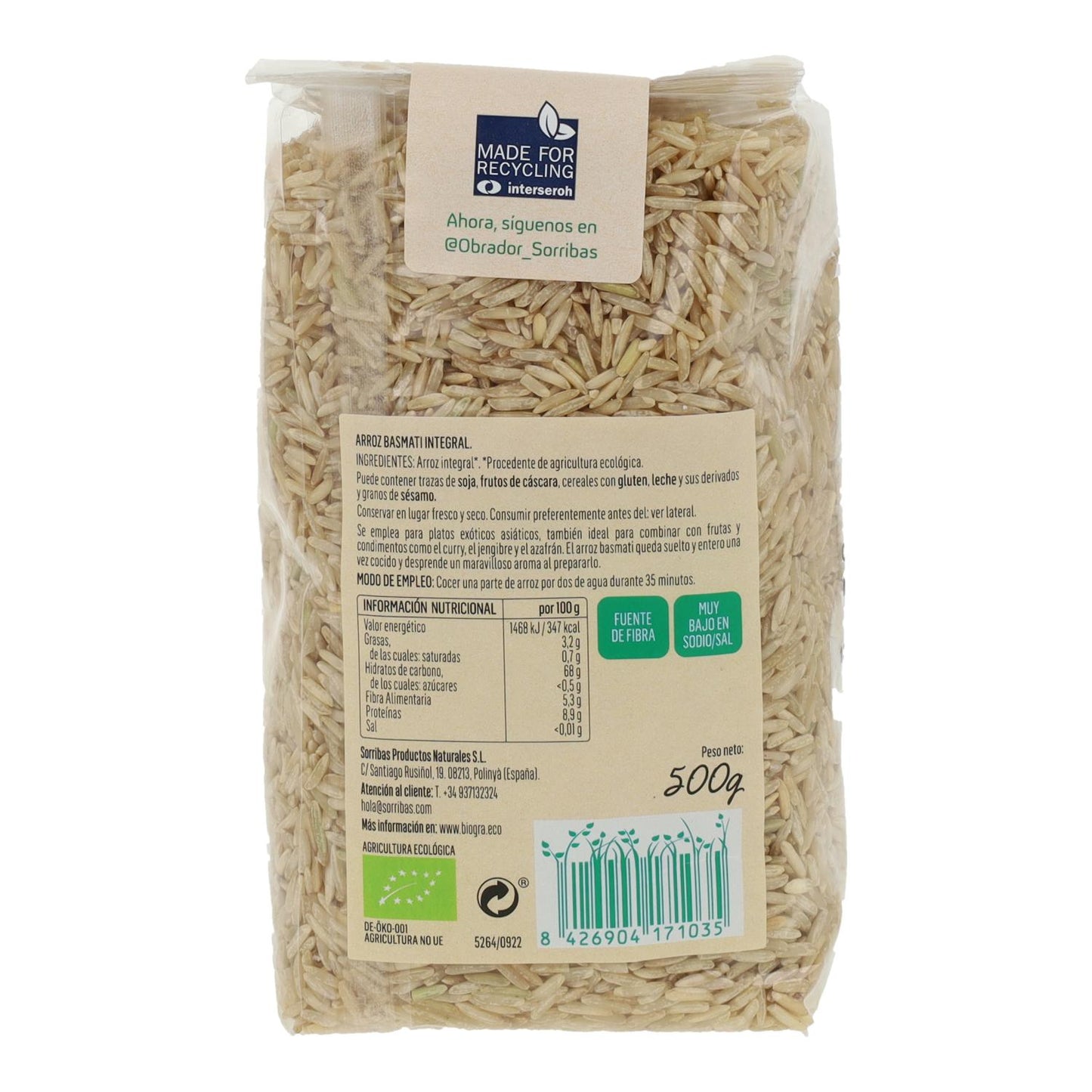Arroz Basmati Integral Biográ, 500g