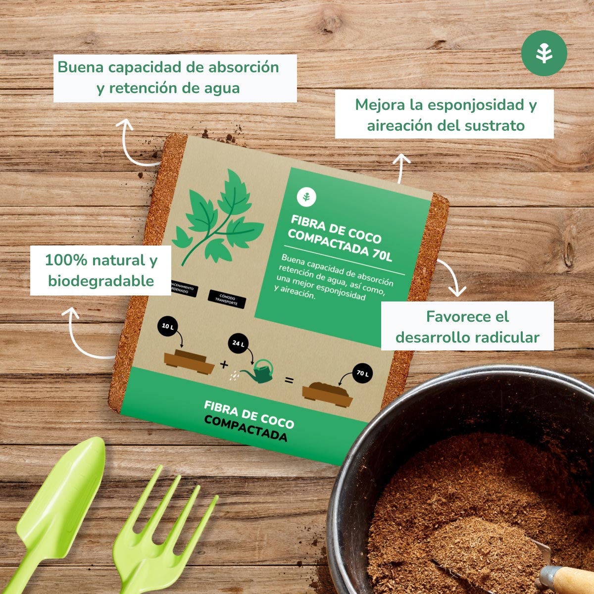 Pack 3x Sustrato Fibra de Coco Planeta Huerto 70 Litros