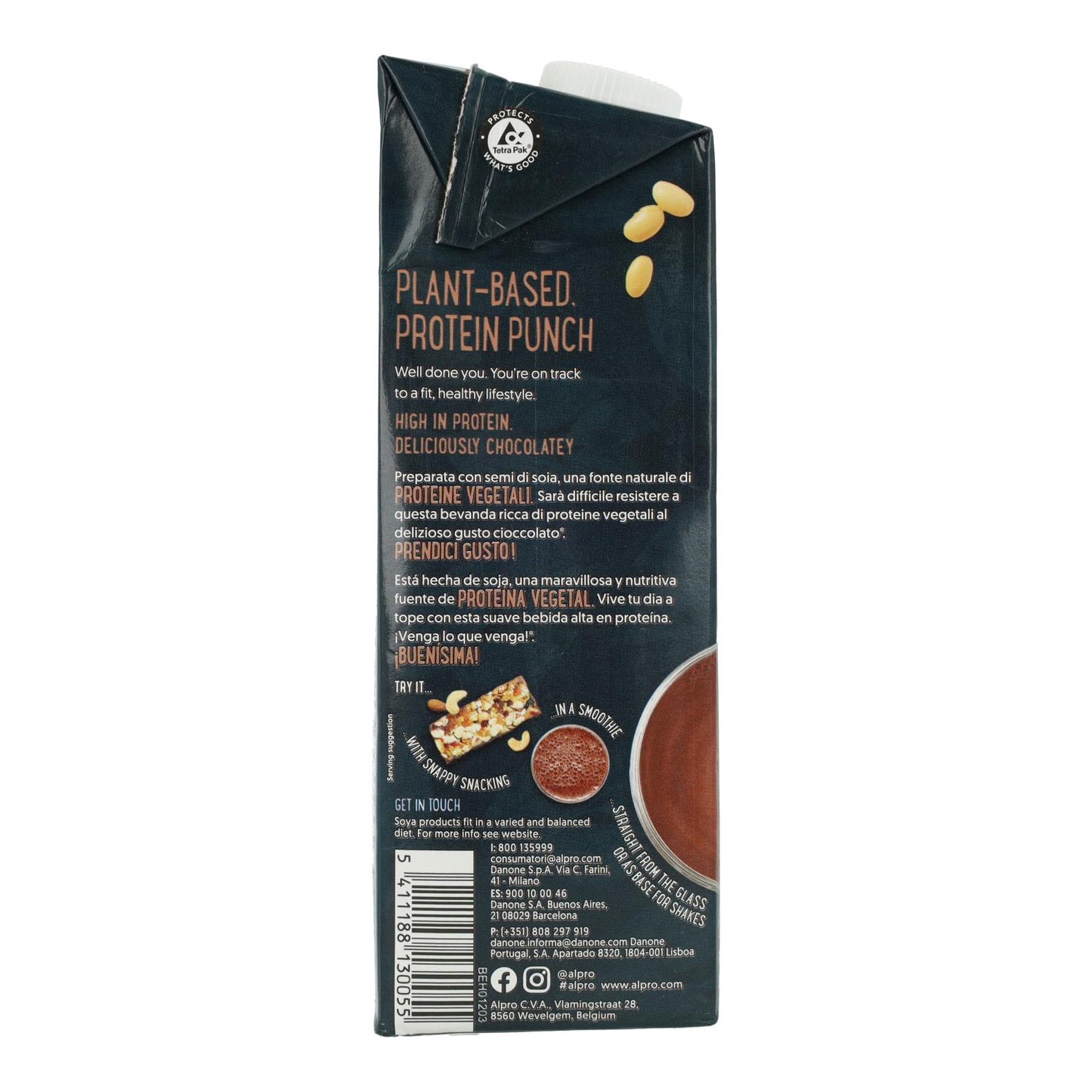 Pack 6 uds Bebida de Soja Chocolate con Proteínas Alpro 1 Litro