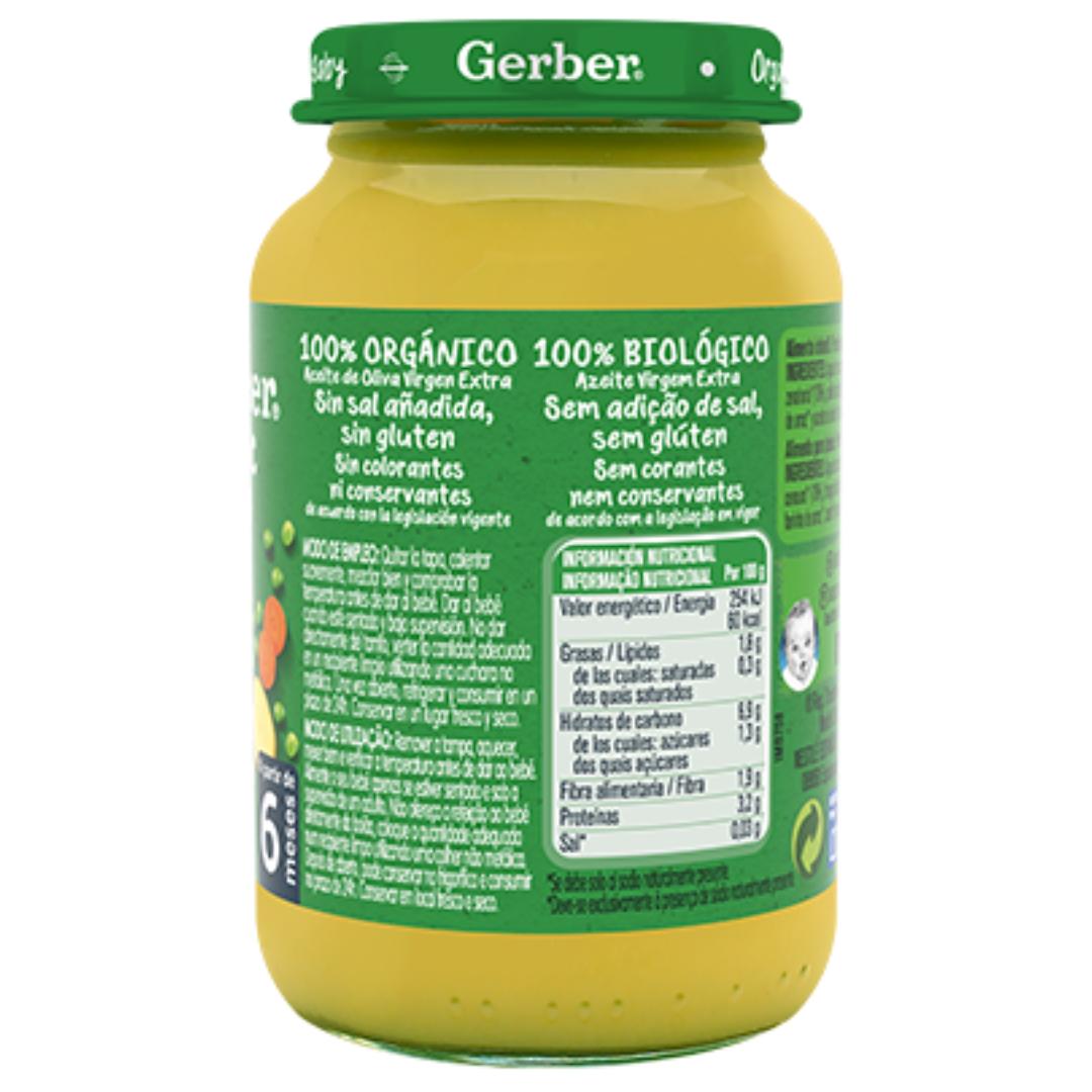 Tarrito de puré ecológico para bebés de Guisantes con Patata y Pollo Gerber 190 g