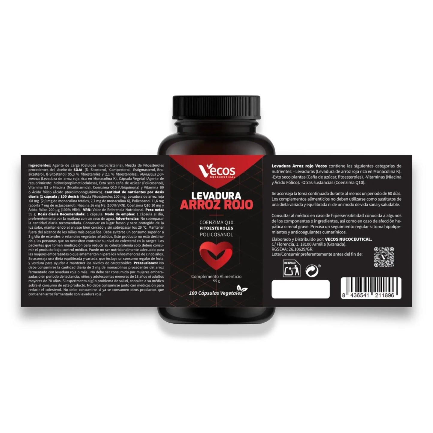 Levadura arroz rojo Vecos 100 capsulas
