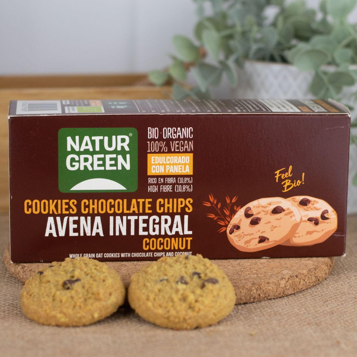 Galleta Cookie Vegana de Avena Integral, Chips de Chocolate y Coco Bio Naturgreen 140 g