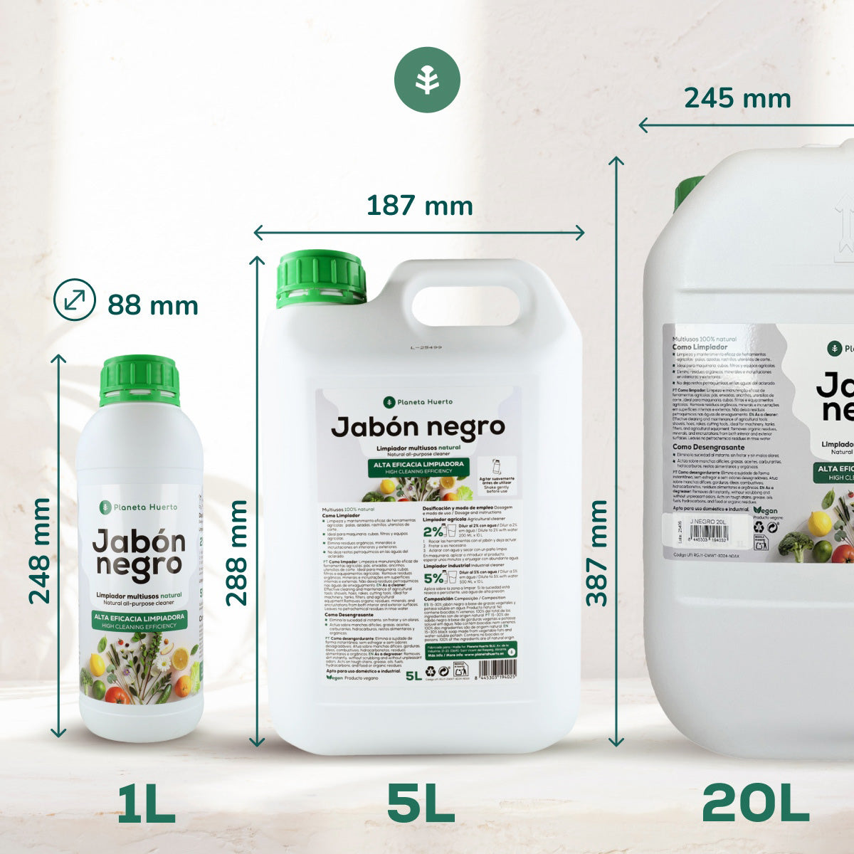 Jabón potásico Negro Planeta Huerto 1 L