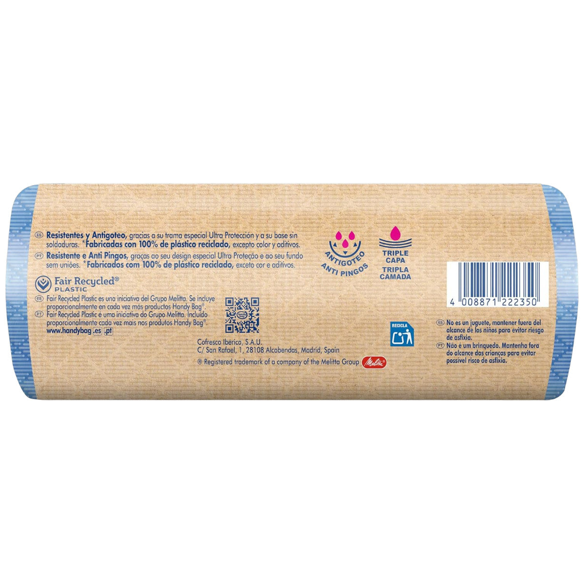 Bolsas basura Antigoteo 100L Handy Bag 8 uds 100% recicladas