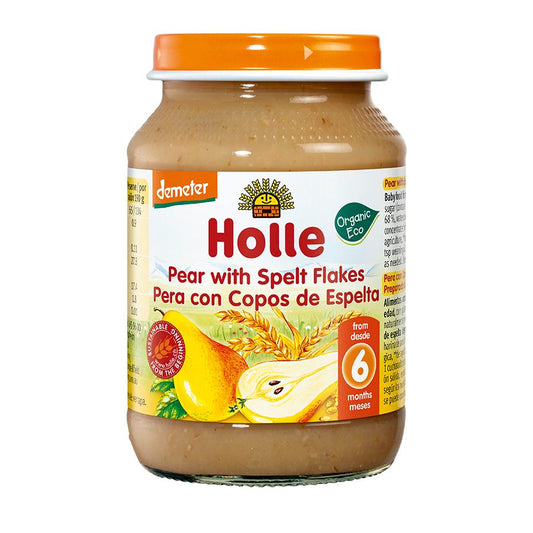 Tarrito ECO pera con copos de espelta +6M Holle 190 g