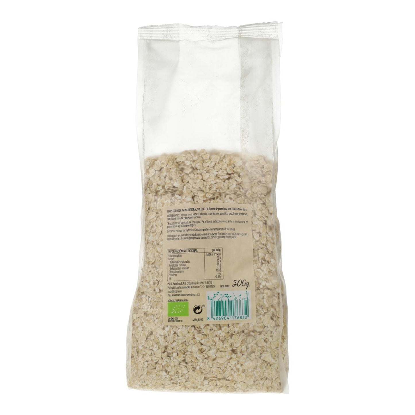Copos de Avena finos integrales ECO SIN GLUTEN Biogrà 500g