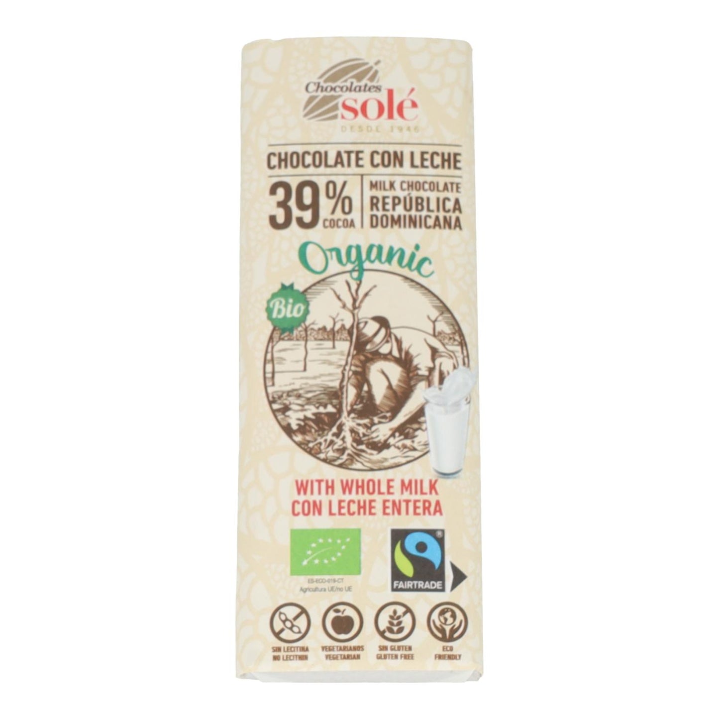 Chocolatina con Leche Bio Solé 25g