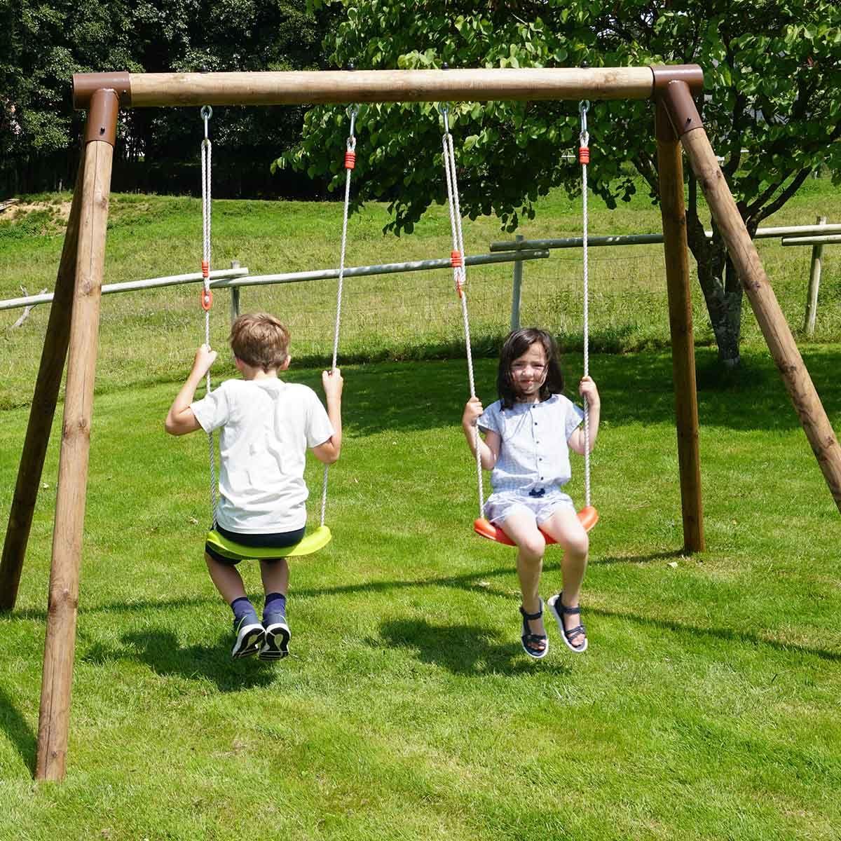 Columpio de madera Alizee con dos asientos Soulet