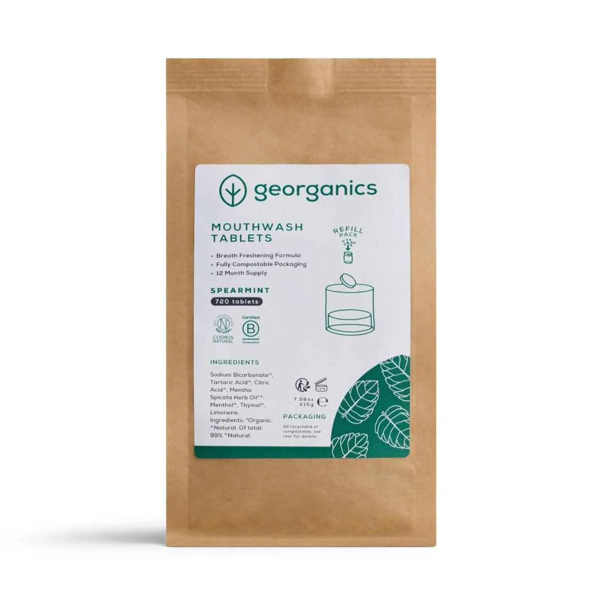 Recarga de pastillas de enjuague bucal de hierbabuena, Georganics 180 - 720 unidades