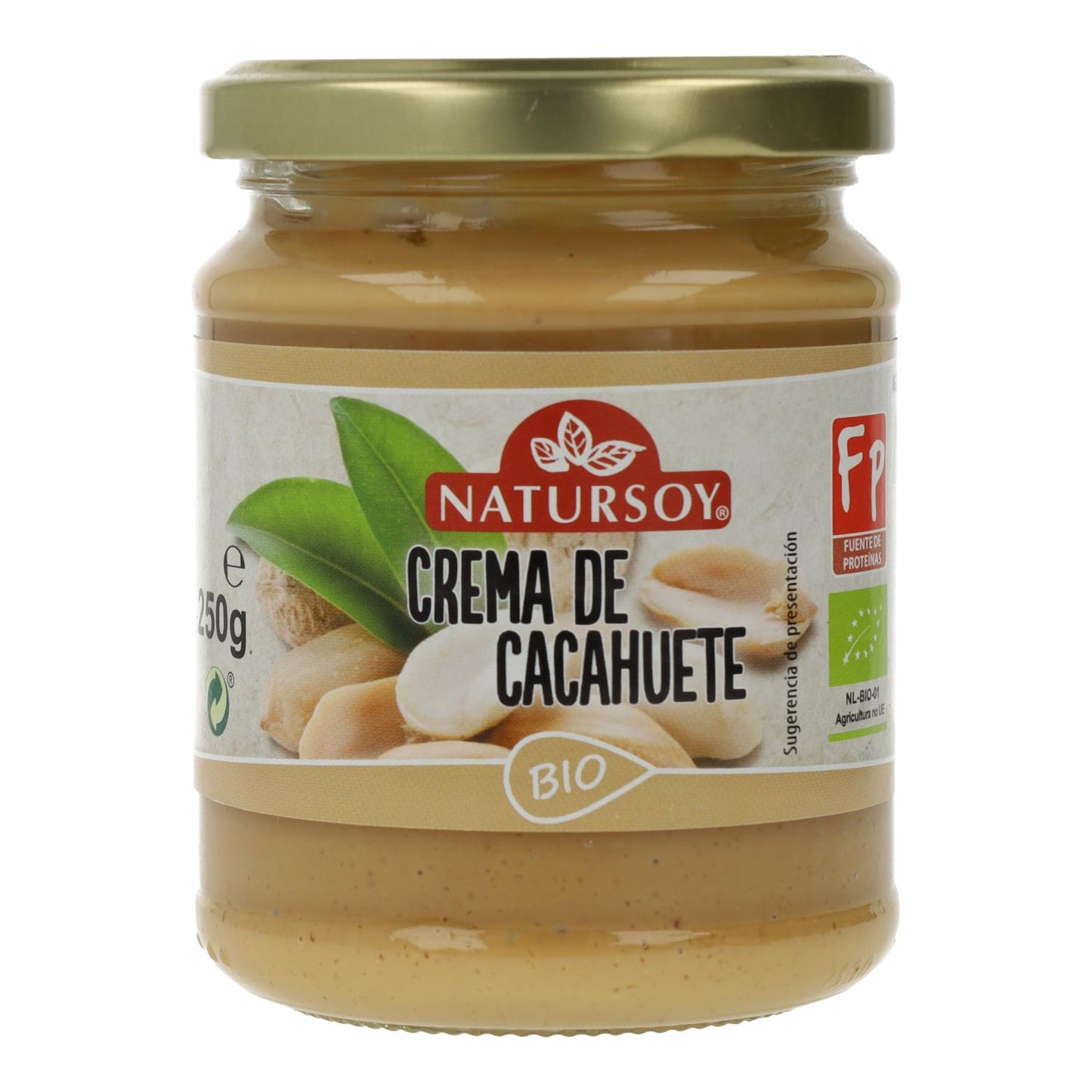 Crema de Cacahuetes ECO sin sal, 250 g. Natursoy