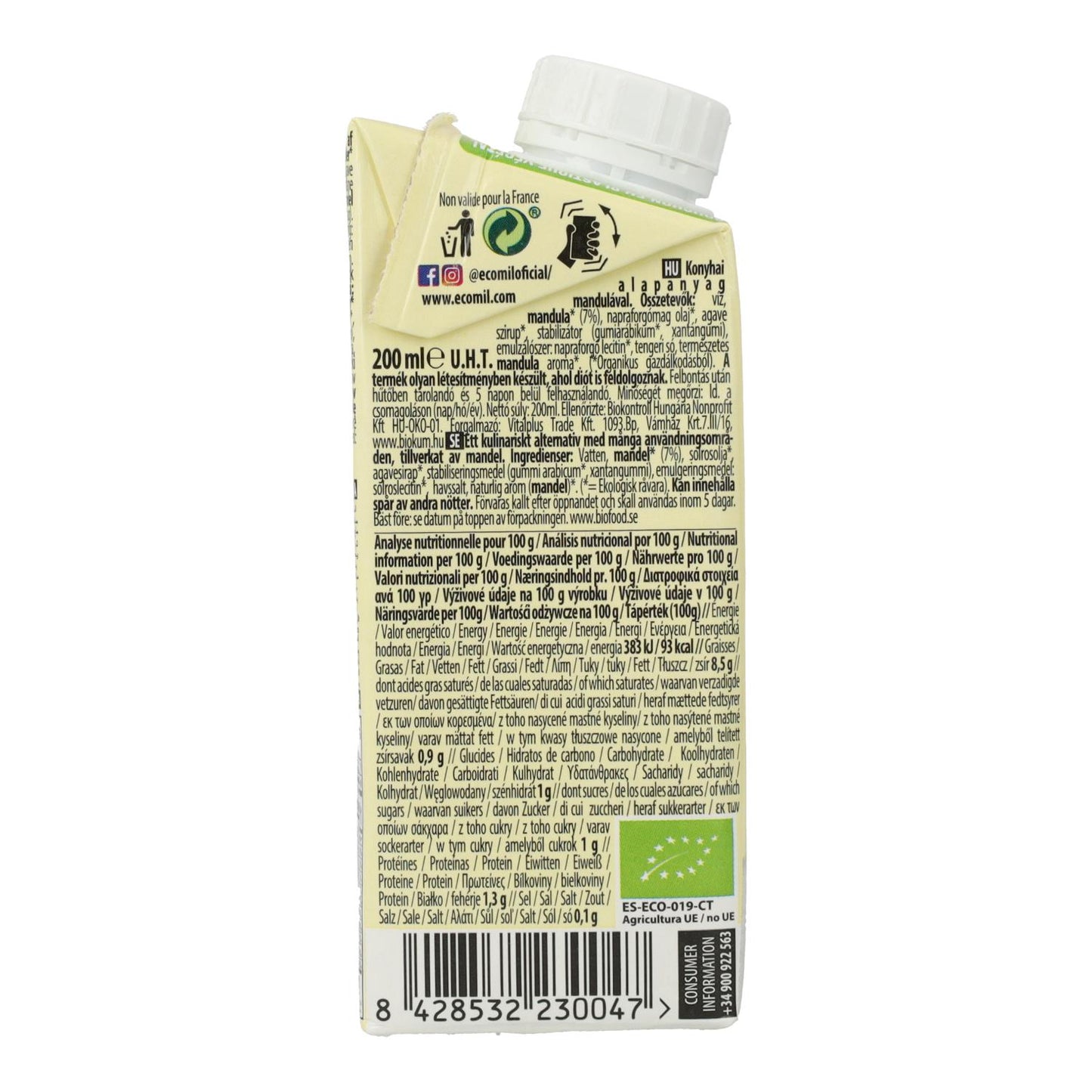 Preparado culinario Cuisine Almendra Ecomil 200 ml