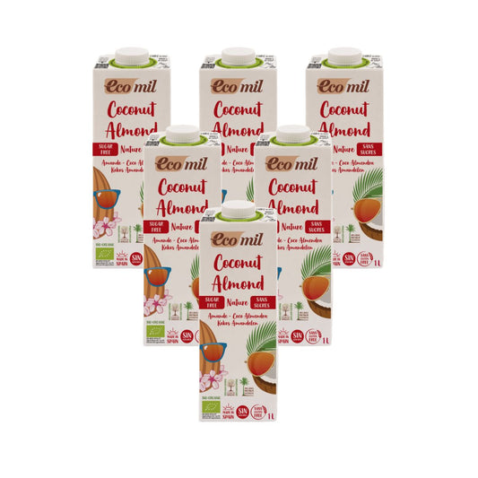 Pack 6 x Eco Nature Bebida de Coco y Almendras Sin Azúcar Ecomil 1L