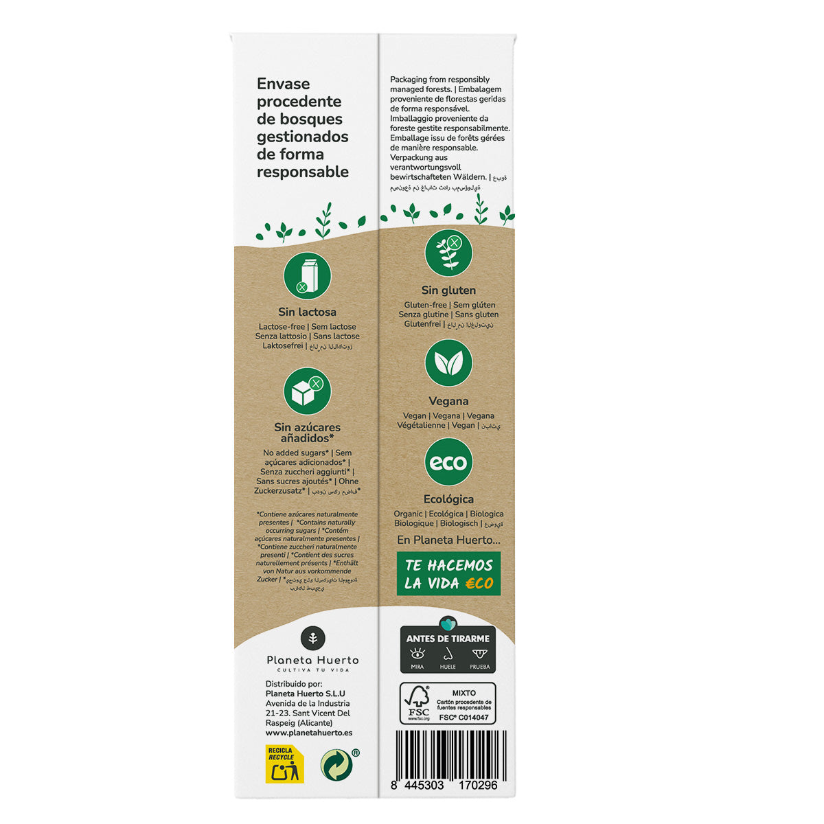 Pack 12x Bebida de Arroz Eco Planeta Huerto 1L