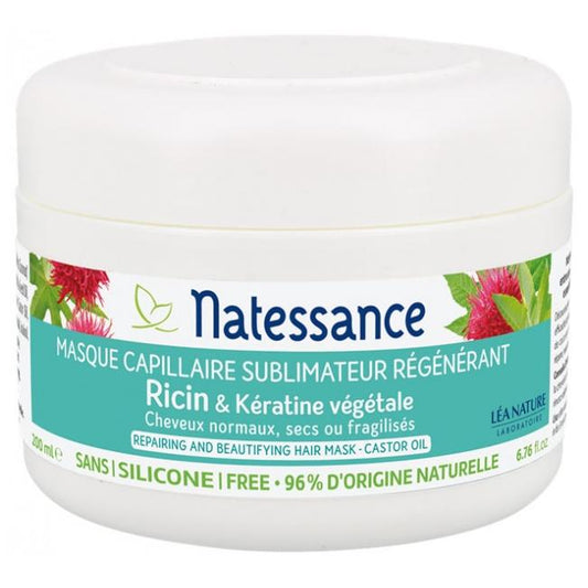 Mascarilla capilar sublimador regeneración queratina vegetal Natessance 200 ml