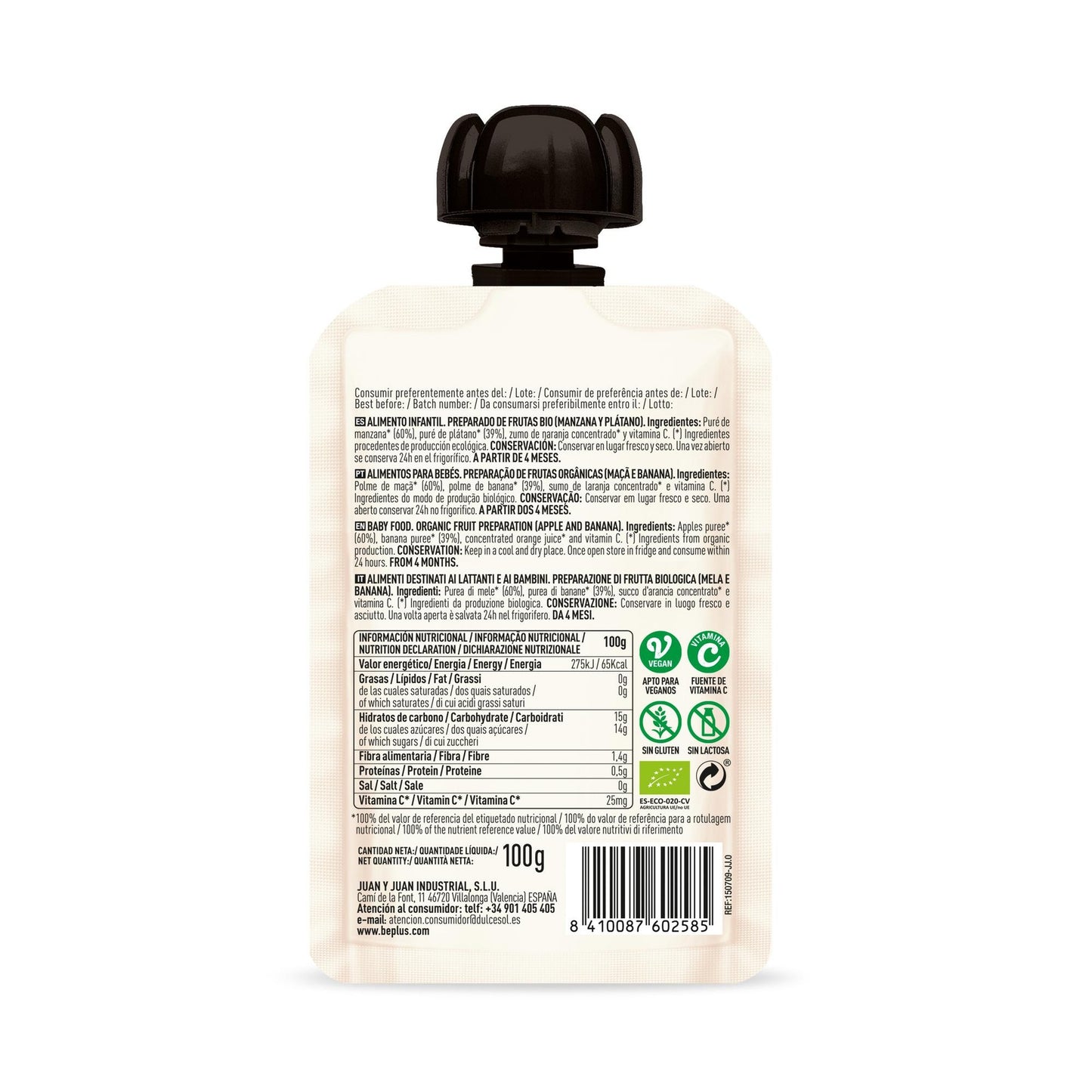 Pouch manzana y plátano BIO Be Plus 100 g