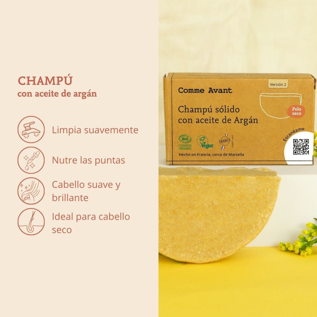 Champú sólido con aceite de argán (cabello seco o dañado) Comme Avant 70 g