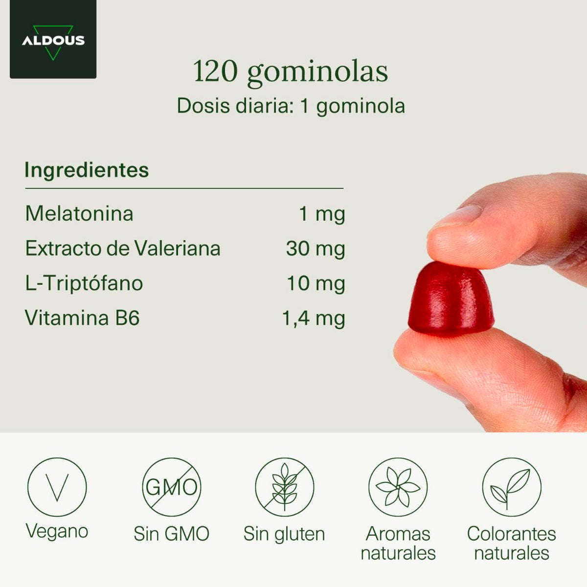 Melatonina en Gominolas Aldous 120 gummies