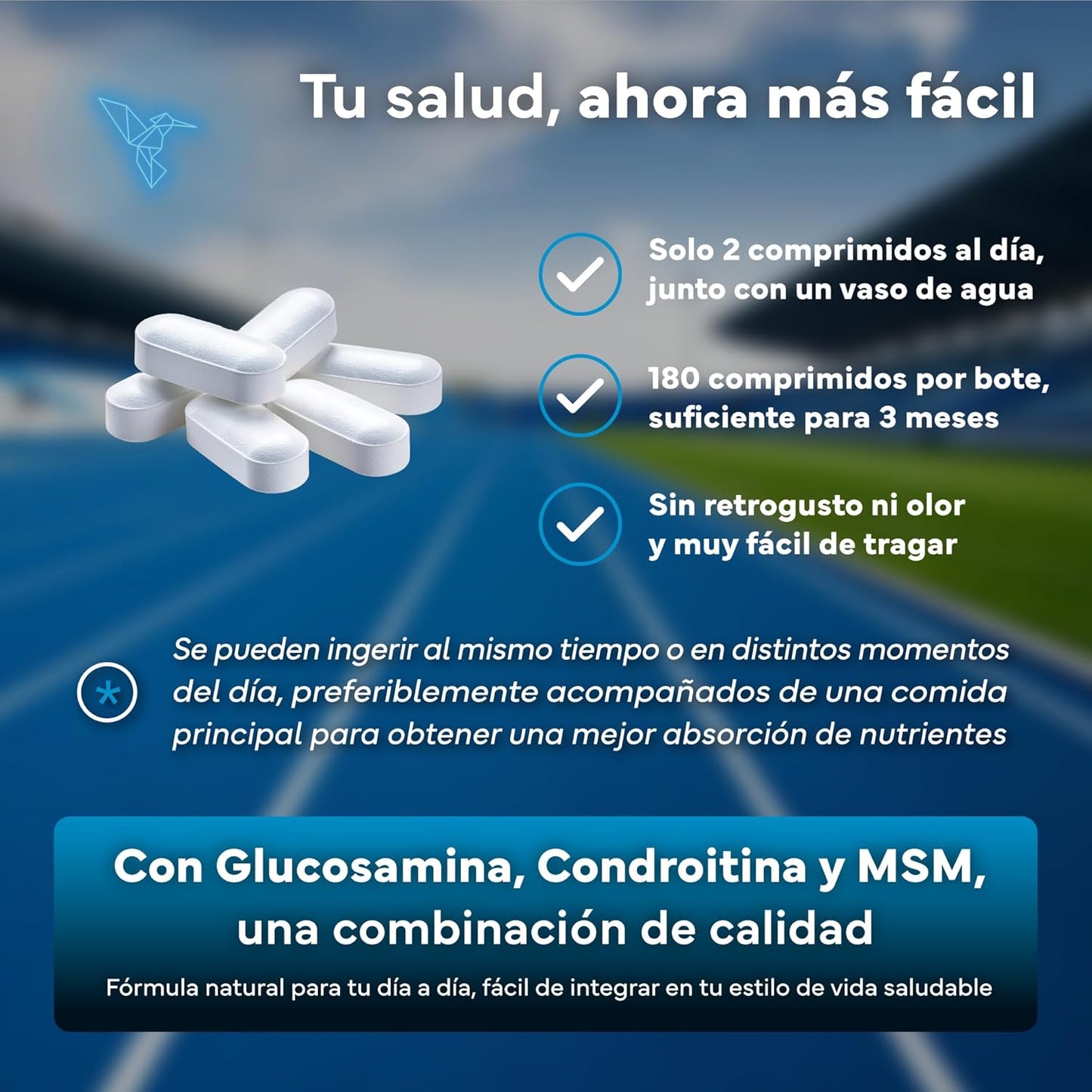Glucosamina con Condroitina MSM Boswellia Vitaminas C y D3 Sevens Nutrition 180 cápsulas