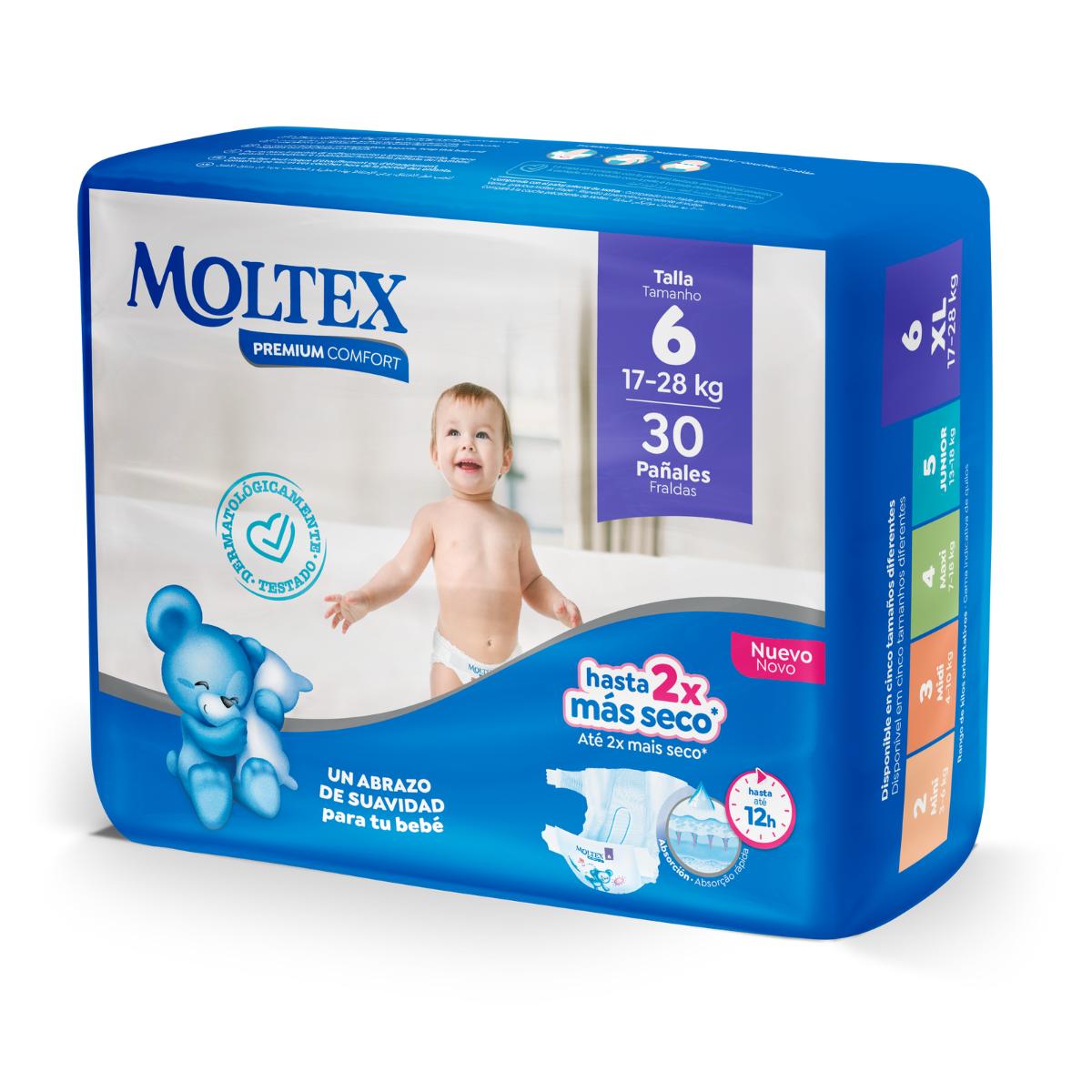 Pañales Moltex Premium Comfort T6 (17-28 kg) 30 Uds