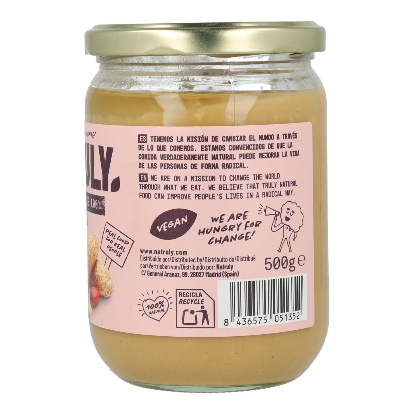 Crema de Cacahuete Crunchy Natruly 500 g