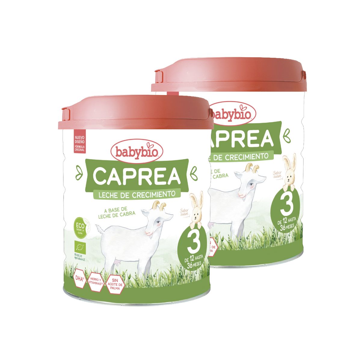 Pack 2x Leche de Cabra BIO Caprea 3 (de 12 meses a 3 años)  Ecológica, 800 g Babybio