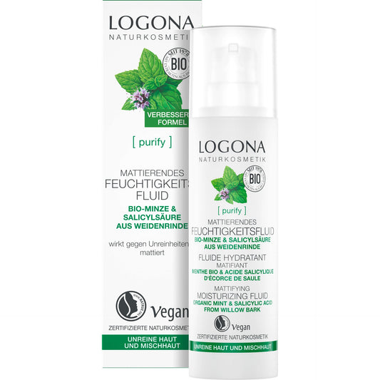 Fluido hidratante Matificante Menta y Ácido Bio Logona 30 ml
