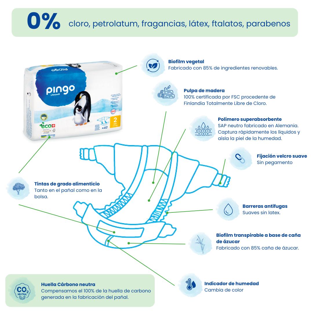 Pañales T2 (3-6kg) Pingo 42 Uds