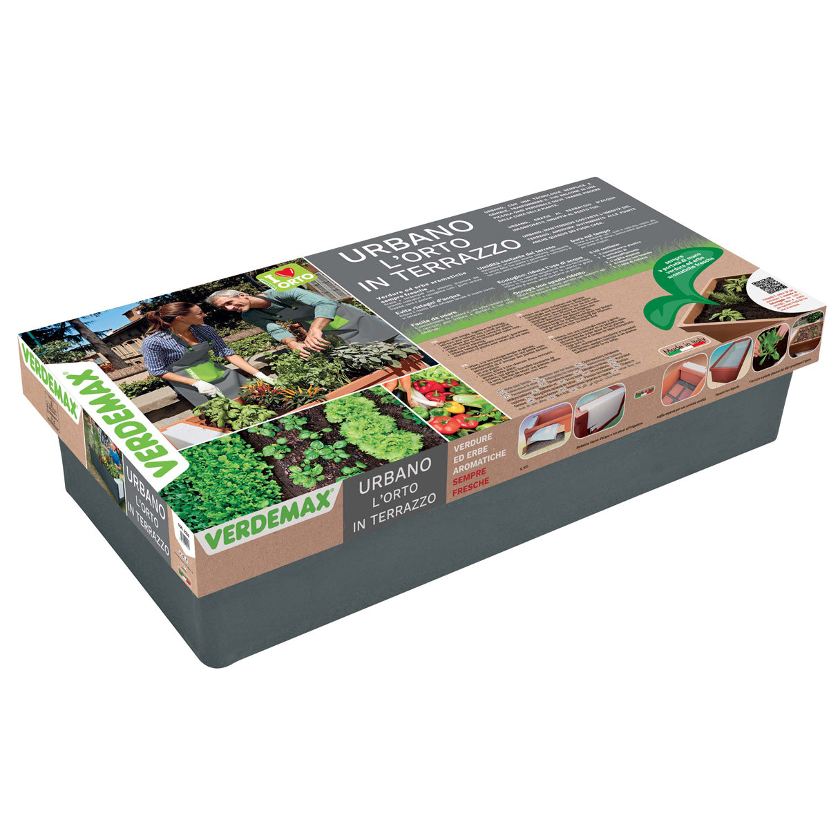 Huerto urbano con autoriego antracita 100 L Verdemax