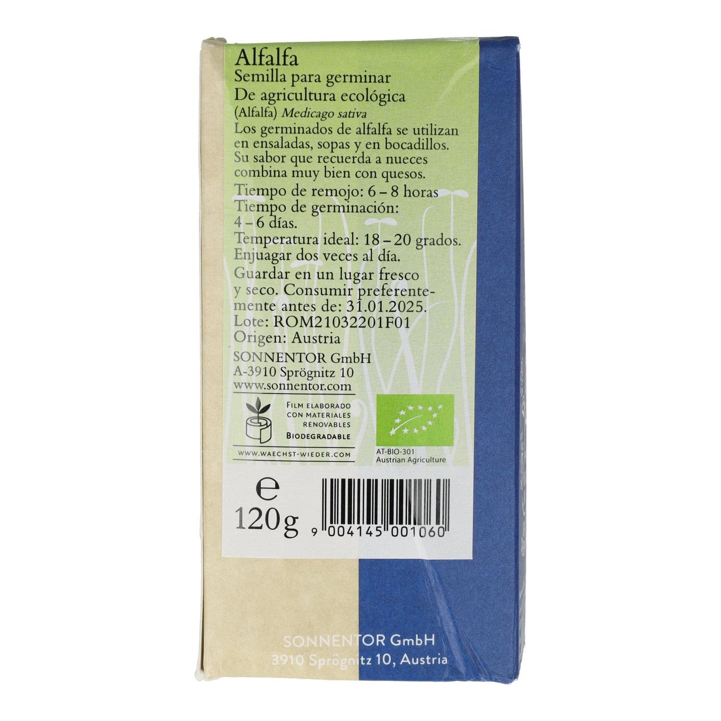 Semillas alfalfa eco para germinar Sonnetor 120 g