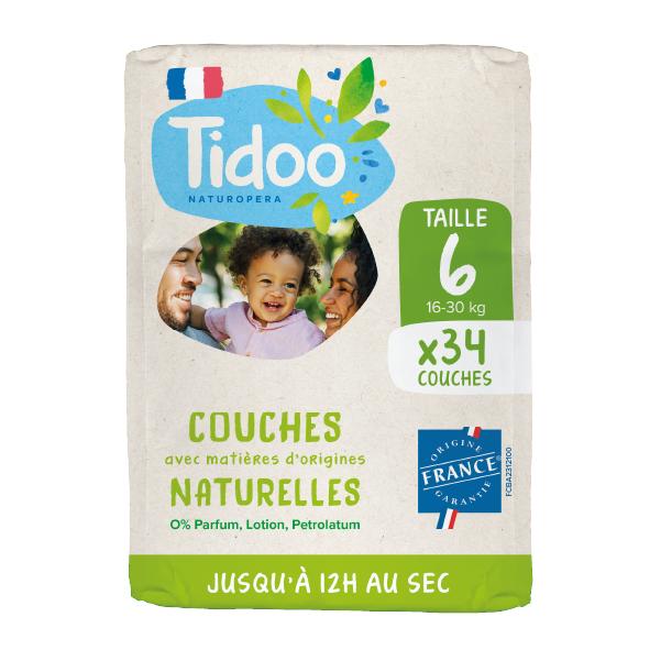 Pañales tidoo Pañal etiquetado ecológico, origen francés, talla 6 (16-30kg)
