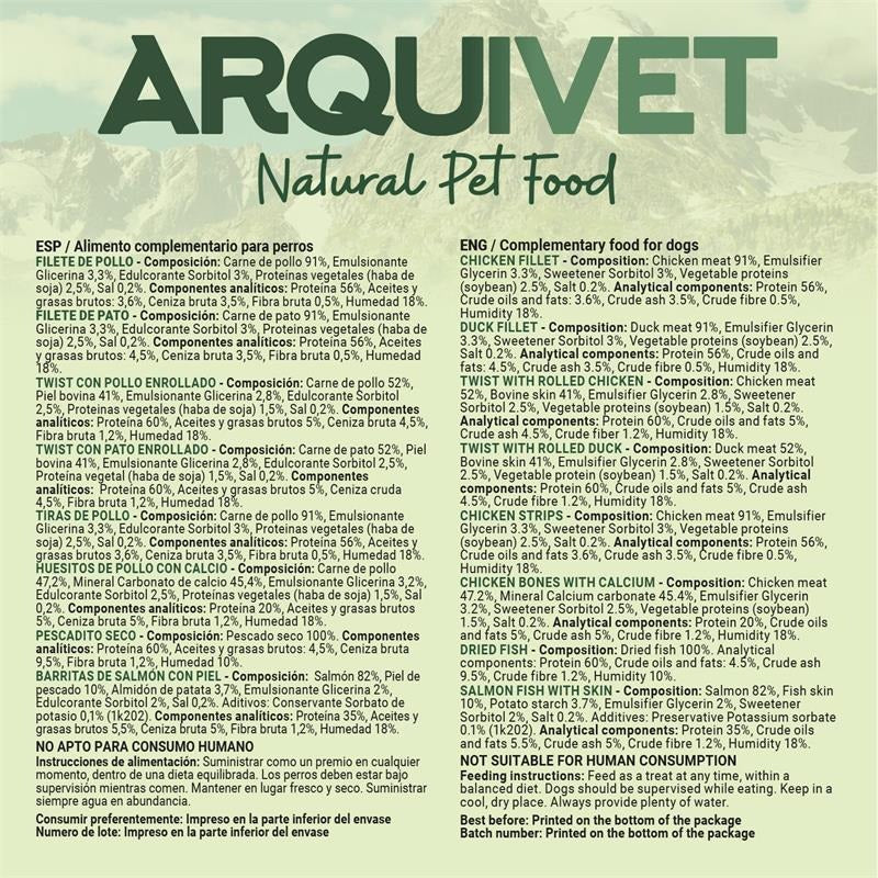 Variety Pack Snacks naturales para perros Arquivet 8x100 g