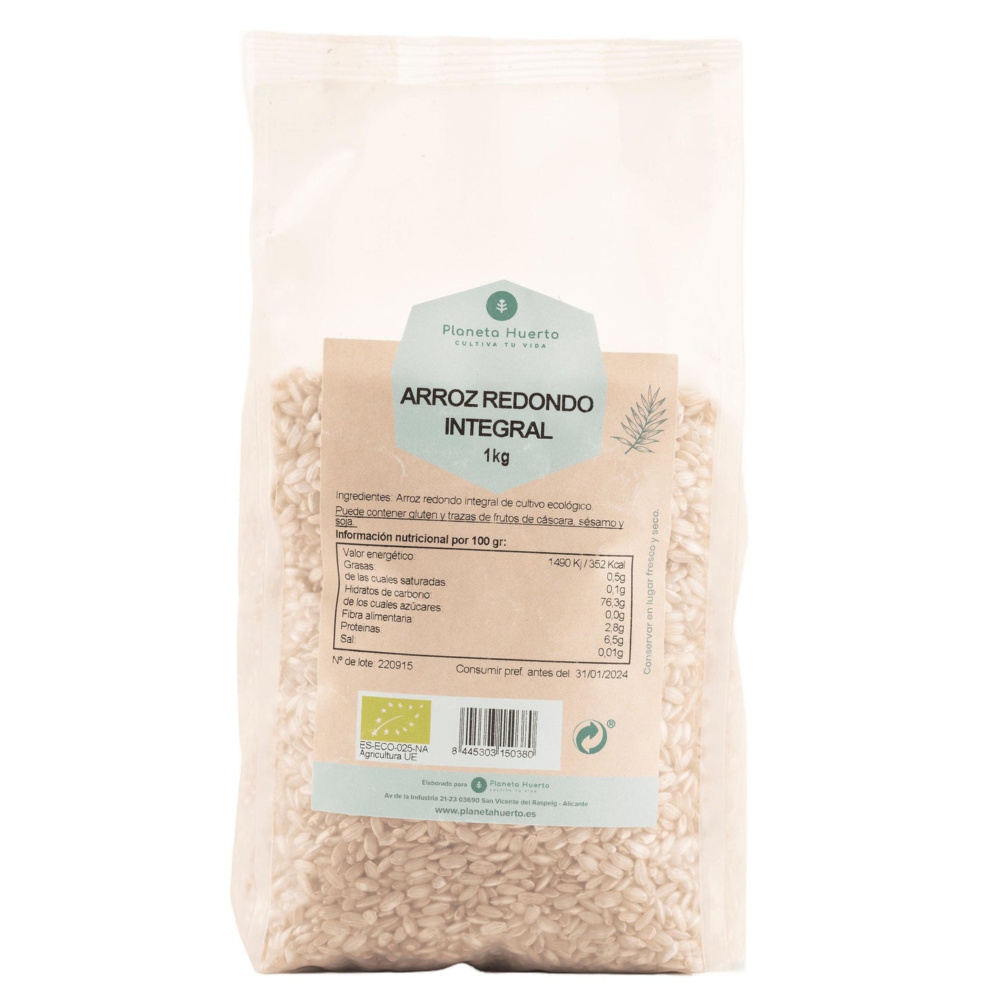 Arroz redondo integral ECO Planeta Huerto 1 kg