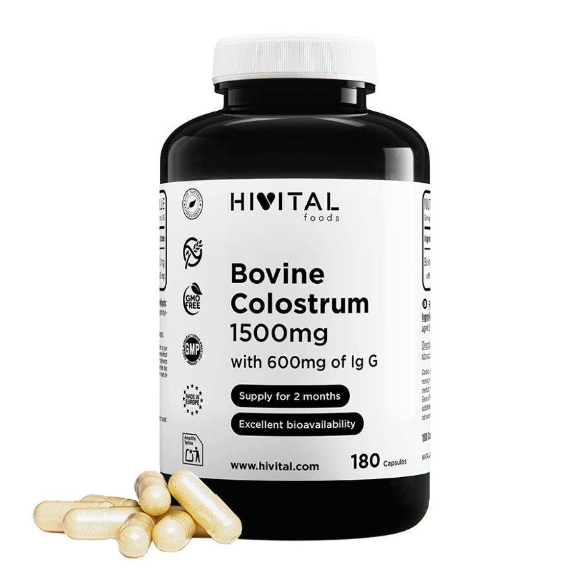 Calostro Bovino 1500 mg Hivital 180 cápsulas