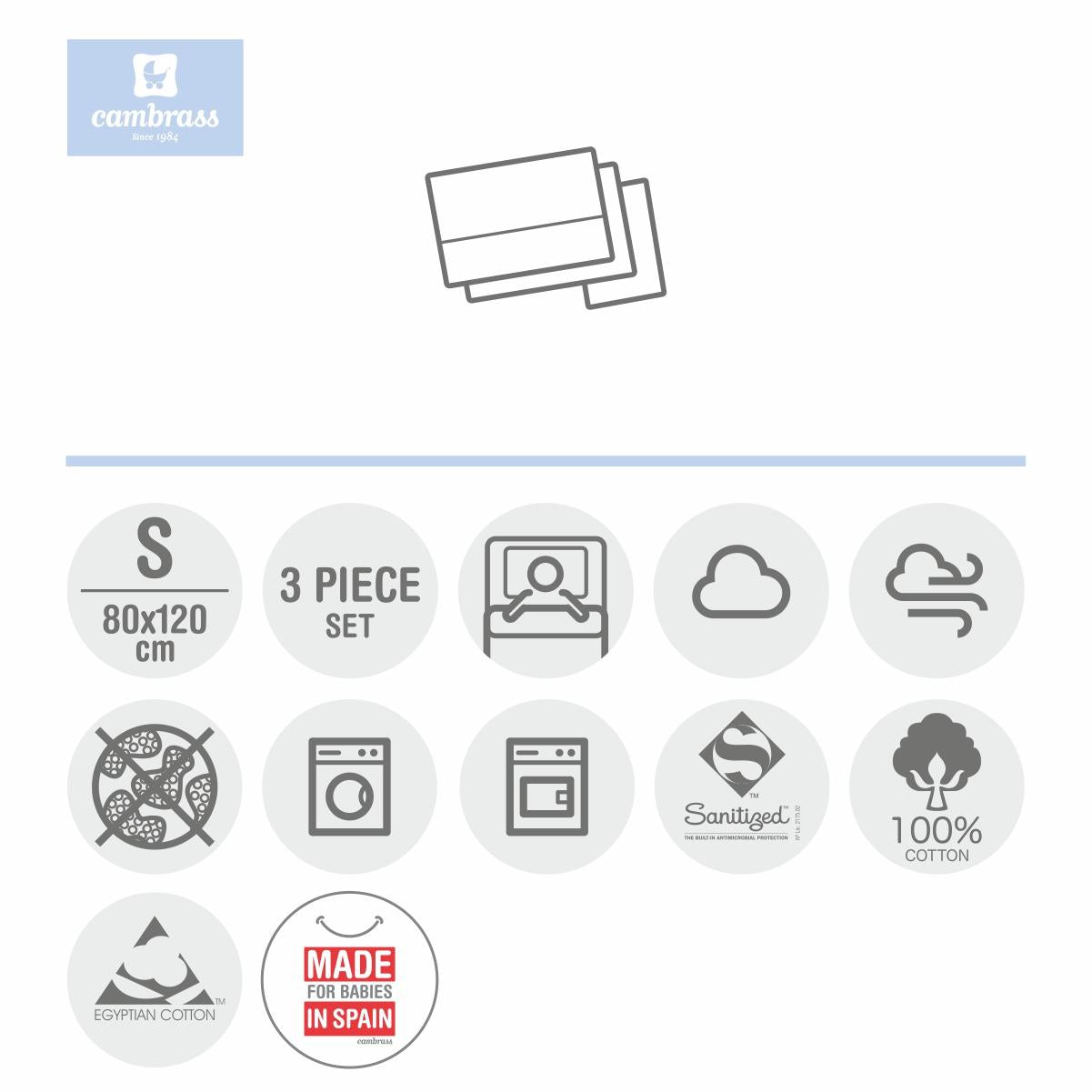 Sábana para capazo diseños Star/Astra 3 piezas Star Celeste